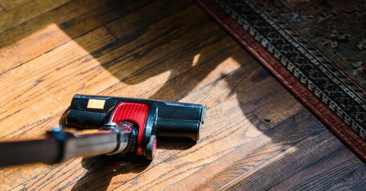 Vacuum cleaner on hardwood flooring — non-toxic floor care in a Youngstown Ohio home